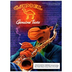 1994 Camel Cigarettes Vintage Print Ad Joe Playing Saxaphone Cartoon Wall Art